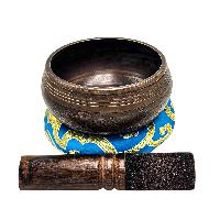 Nepali Singing Bowl With Carved Inside, [select Accessories]