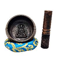 Nepali Singing Bowl With Carved Inside, [select Accessories]
