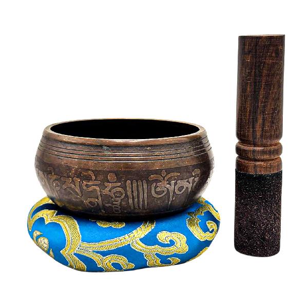 Nepali Singing Bowl With Carved Inside, [select Accessories]