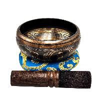 Nepali Singing Bowl With Carved Inside, [select Accessories]