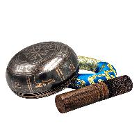 Nepali Singing Bowl With Carved Inside, [select Accessories]