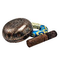 Nepali Singing Bowl With Carved Inside, [select Accessories]