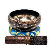 Nepali Singing Bowl With Carved Inside, [select Accessories]