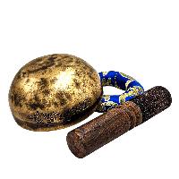 [full Moon Bowl], Moon Carved, Buddhist Hand Beaten Singing Bowl, Antique Finishing, [select Accessories]