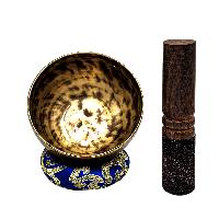[full Moon Bowl], Moon Carved, Buddhist Hand Beaten Singing Bowl, Antique Finishing, [select Accessories]