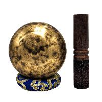 [full Moon Bowl], Moon Carved, Buddhist Hand Beaten Singing Bowl, Antique Finishing, [select Accessories]