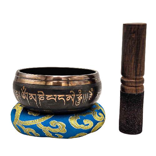 Nepali Singing Bowl With Carved Inside, [select Accessories]