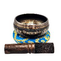 Nepali Singing Bowl With Carved Inside, [select Accessories]