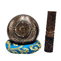 Nepali Singing Bowl With Carved Inside, [select Accessories]