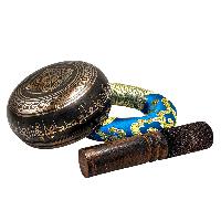 Nepali Singing Bowl With Carved Inside, [select Accessories]