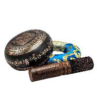 Nepali Singing Bowl With Carved Inside, [select Accessories]