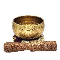 Buddhist Machine Made Singing Bowl, Glossy Finishing, [select Accessories]