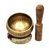 Buddhist Machine Made Singing Bowl, Glossy Finishing, [select Accessories]