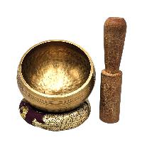 Buddhist Machine Made Singing Bowl, Glossy Finishing, [select Accessories]