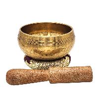 Buddhist Machine Made Singing Bowl, Glossy Finishing, [select Accessories]
