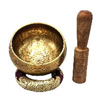 Buddhist Machine Made Singing Bowl, Glossy Finishing, [select Accessories]