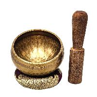 Buddhist Machine Made Singing Bowl, Glossy Finishing, [select Accessories]