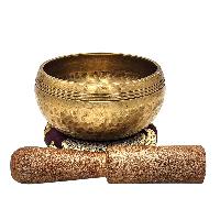 Buddhist Machine Made Singing Bowl, Glossy Finishing, [select Accessories]