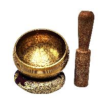 Buddhist Machine Made Singing Bowl, Glossy Finishing, [select Accessories]