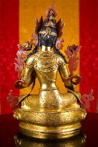 [green Tara], Buddhist Statue, [full Gold Plated], [face Painted]