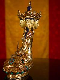 [vairocana], Buddhist Handmade Statue, [full Gold Plated], [stone Setting], [face Painted]