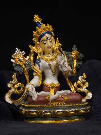[white Tara], Buddhist Miniature Statue, [thangka Color Finishing], [face Painted]