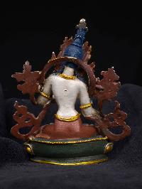 [white Tara], Buddhist Miniature Statue, [thangka Color Finishing], [face Painted]