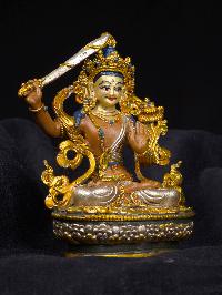 [manjushree] Or [manjushri], Buddhist Miniature Statue, [thangka Color Finishing], [face Painted]