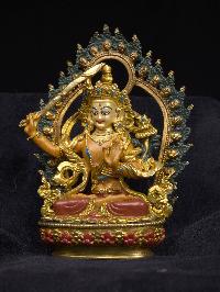 [manjushree] Or [manjushri], Buddhist Miniature Statue, [thangka Color Finishing], [face Painted]