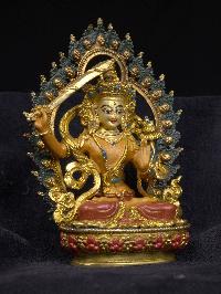 [manjushree] Or [manjushri], Buddhist Miniature Statue, [thangka Color Finishing], [face Painted]