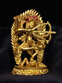 [kurukulla], Buddhist Miniature Statue, [full Gold Plated], [face Painted]