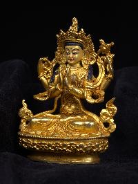[chenrezig], Buddhist Miniature Statue, [full Gold Plated], [face Painted]