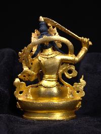 [manjushree] Or [manjushri], Buddhist Miniature Statue, [full Gold Plated], [face Painted]