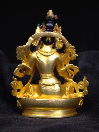 [green Tara], Buddhist Miniature Statue, [full Gold Plated], [face Painted]