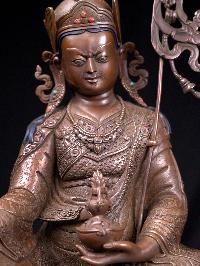 [padmasambhava], [guru] Buddhist Handmade Statue, [chocolate Oxidized]