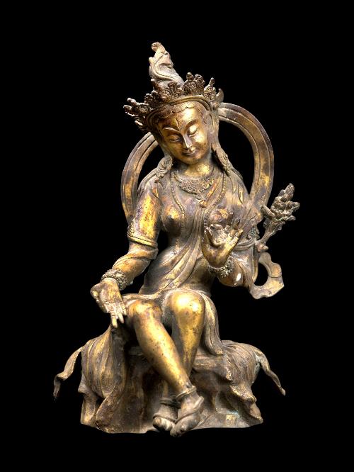 This 32cm tall Bodhisattva, Buddhist Handmade Statue, Full Gold Plated, Antique (Product Code: HMS36750) weighs 4.73kg and is available at an offer price of US$456.
