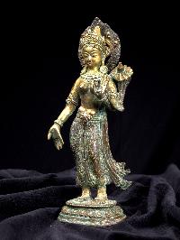 [standing Tara], Buddhist Handmade Statue, [full Gold Plated], [antique]