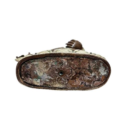 Buddhist Miniature Statue Of [mahakala Panjaranatha], [kajupa Mahakala], [silver And Chocolate Oxidized]