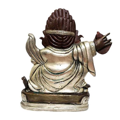 Buddhist Miniature Statue Of [mahakala Panjaranatha], [kajupa Mahakala], [silver And Chocolate Oxidized]