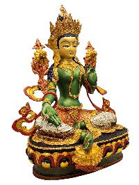 [green Tara], Buddhist Handmade Statue, [thangka Color Finishing], [face Painted]