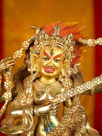 [kurukulla] (dakini), Buddhist Handmade Statue, [full Gold Plated], [stone Setting], [face Painted]