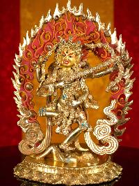 [kurukulla] (dakini), Buddhist Handmade Statue, [full Gold Plated], [stone Setting], [face Painted]