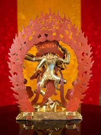 [kurukulla] (dakini), Buddhist Handmade Statue, [full Gold Plated], [stone Setting], [face Painted]