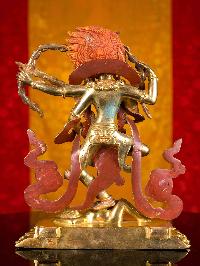 [kurukulla] (dakini), Buddhist Handmade Statue, [full Gold Plated], [stone Setting], [face Painted]