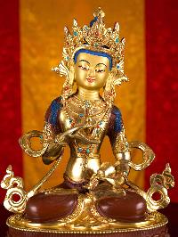 [vajrasatvva], Buddhist Handmade Statue, [partly Gold Plated], [stone Setting], [face Painted]