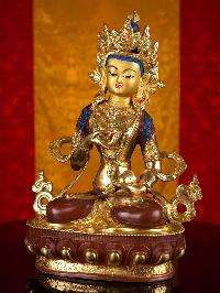 [vajrasatvva], Buddhist Handmade Statue, [partly Gold Plated], [stone Setting], [face Painted]