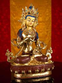 [vajrasatvva], Buddhist Handmade Statue, [partly Gold Plated], [stone Setting], [face Painted]