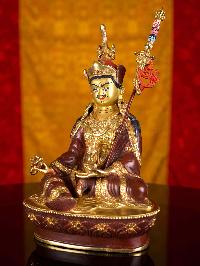 [padmasambhava  (guru)] Buddhist Handmade Statue, [partly Gold Plated], [face Painted]