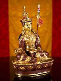 [padmasambhava  (guru)] Buddhist Handmade Statue, [partly Gold Plated], [face Painted]