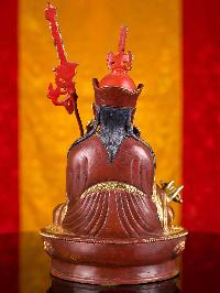 [padmasambhava  (guru)] Buddhist Handmade Statue, [partly Gold Plated], [face Painted]